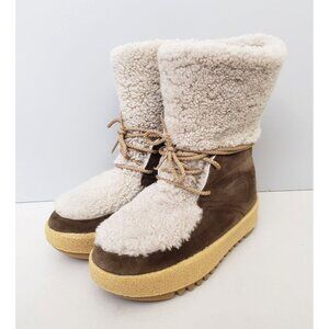 La Montelliana Sonia Genuine Shearling Bootie In Coffee Size 36